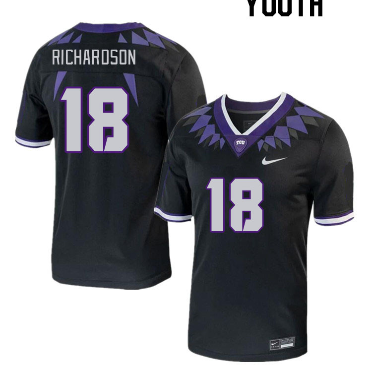 Youth #18 JP Richardson TCU Horned Frogs 2023 College Footbal Jerseys Stitched-Black